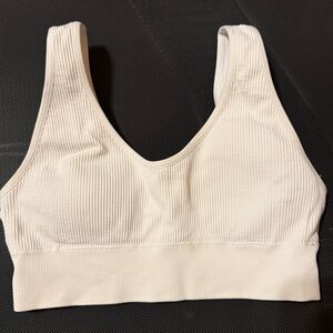 Aerie White Ribbed Sports Bra